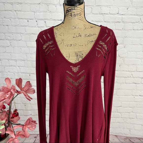 Free People Boho Crochet Cut Out Thermal - Picture 3 of 9